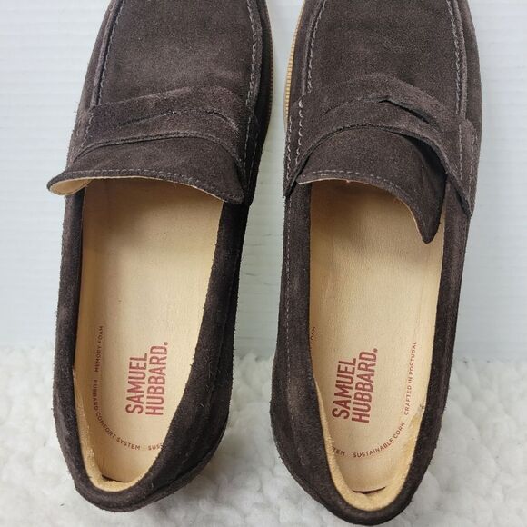 Samuel Hubbard "Tailored Traveler" Mens Size 8 Penny Loafer Coffee Suede - Picture 9 of 10